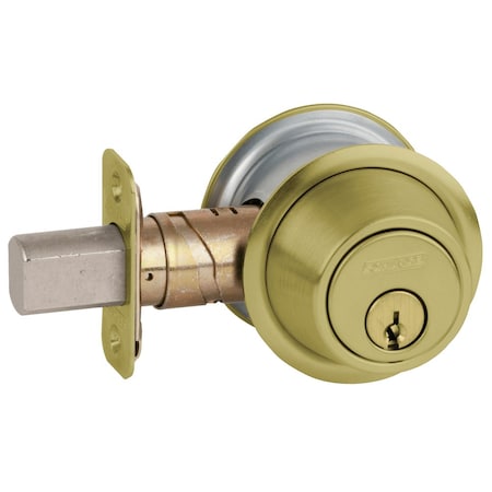 Schlage Grade 2 Classroom Deadbolt, Adjustable 2-3/8-in and 2-3/4-in Backset, Satin Brass Finish B563P 606